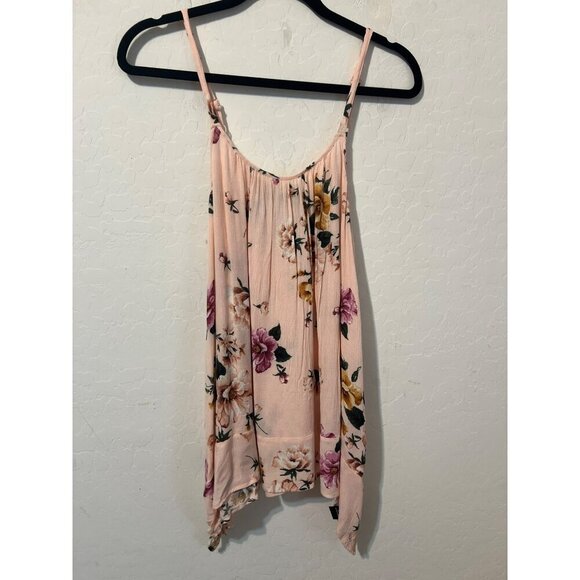 Torrid Sz 0 (US L 12) Blush Pink Lighweight Boho Floral Print Camisole Tank Top - Picture 2 of 7